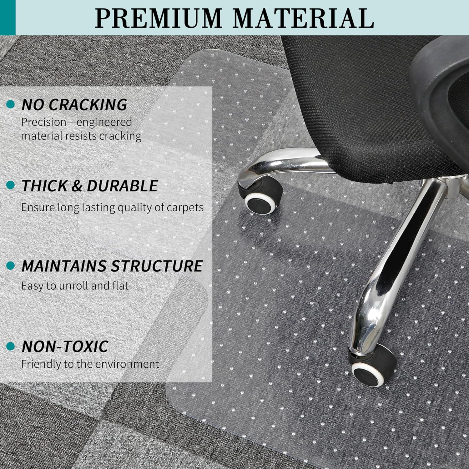 Clear Office Chair Mat for Low Carpets - Thick, Sturdy Protector (30'' x 48'')